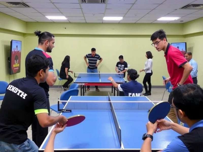 Super Table Tennis: Indian Stars - Community Meetup Super Table Tennis: Indian Stars community meetup in Bangalore with players competing on big screens