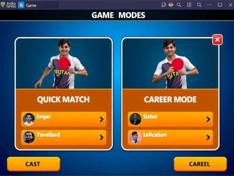 Super Table Tennis: Indian Stars - Game Modes Super Table Tennis: Indian Stars game modes selection screen with options like Quick Match and Career Mode
